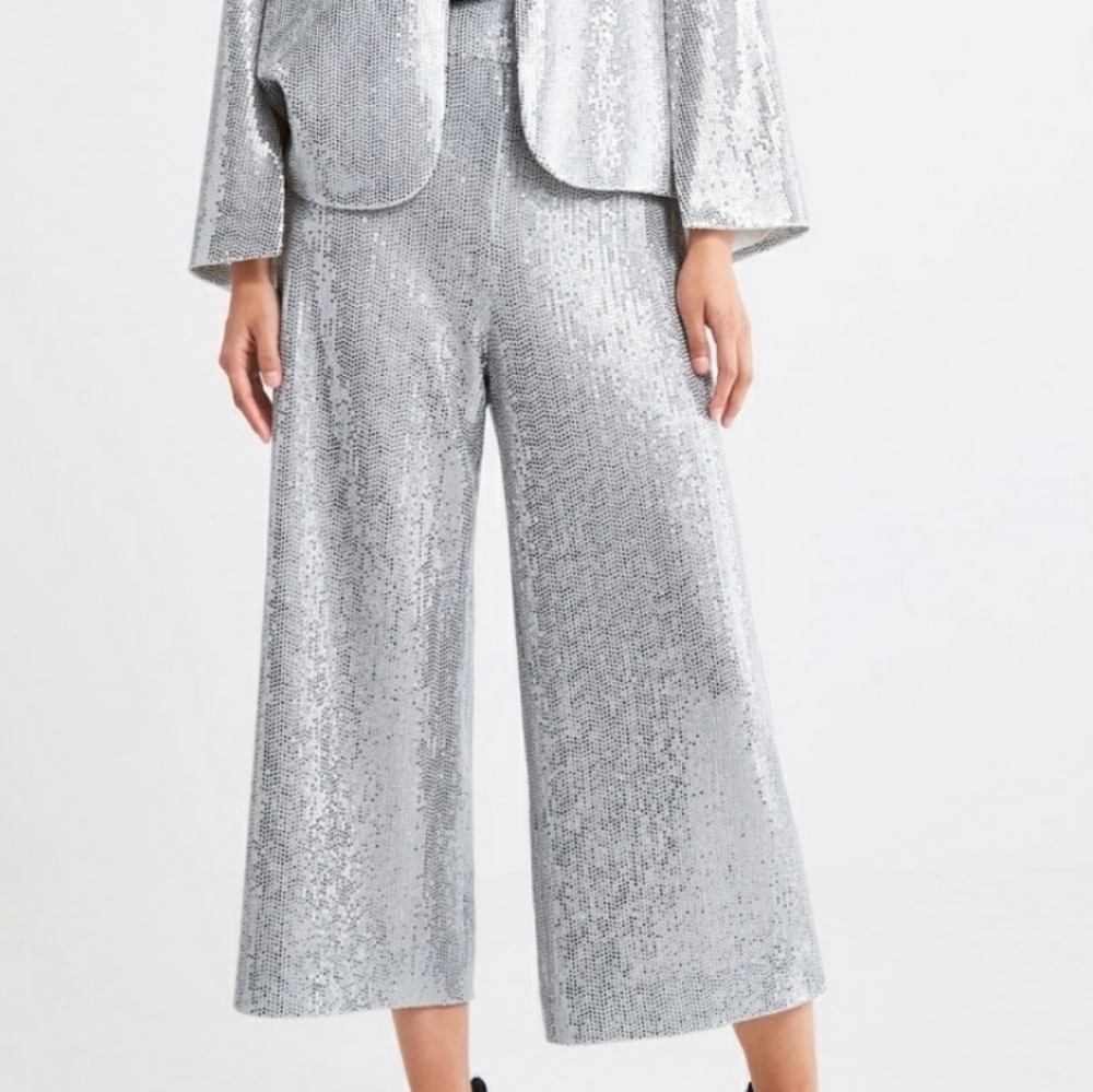 Zara sequined silver pants XS